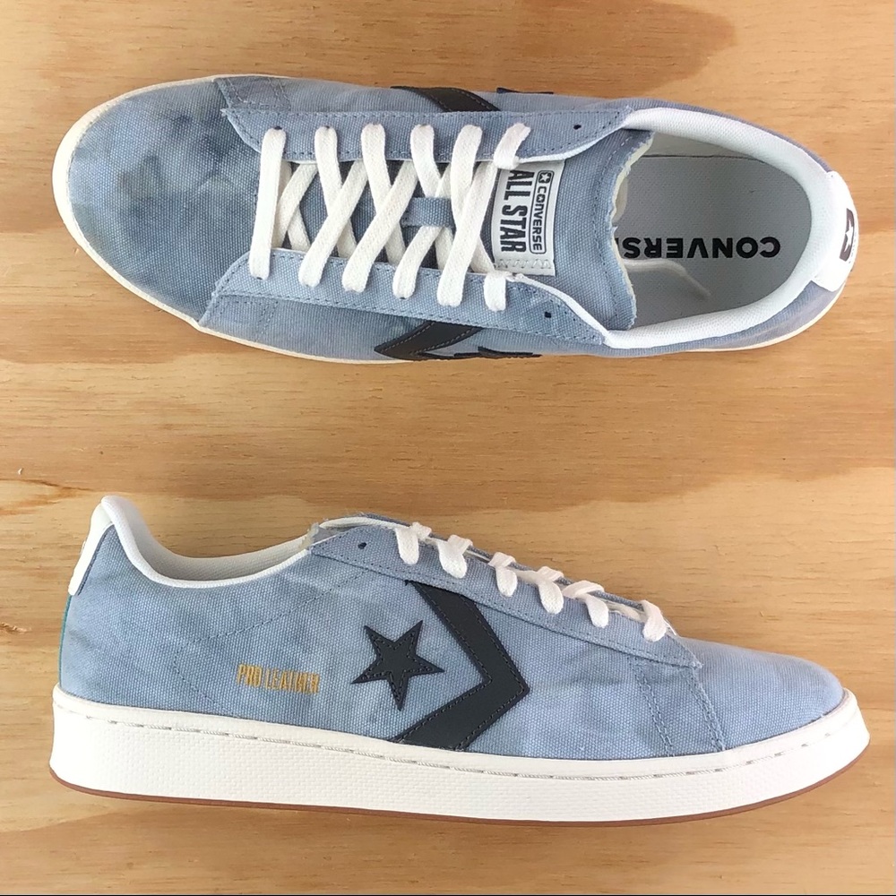 Converse Pro Leather Ox Low Top Court Daze Blue Denim White Shoes Size 9.5